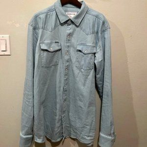 Men's Poncho Western Denim Snap Shirt Large